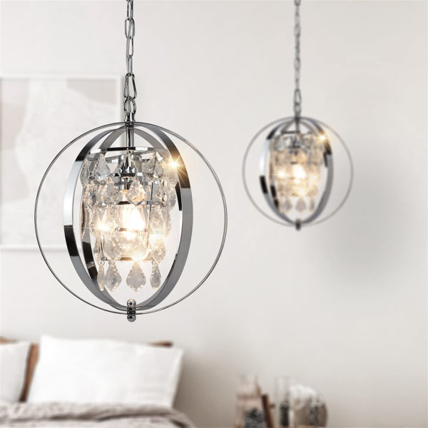 Rosdorf Park Industrial Ceiling Lighting Fixture, Globe Crystal